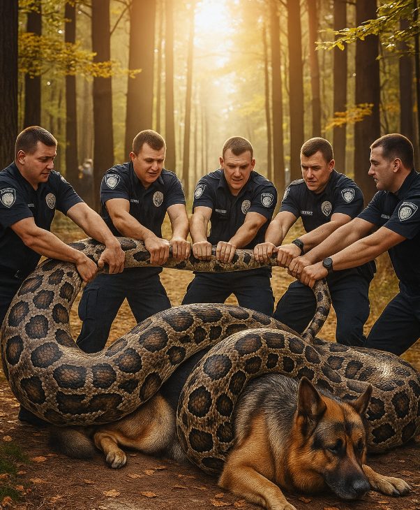 Tout le monde essaie d’enlever le serpent du chien, mais ce qui s’est passé à ce moment-là a paralysé tout le monde sur place