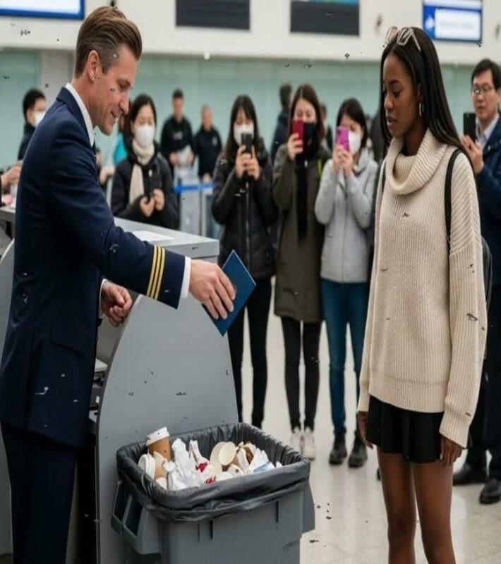 Un employé de la compagnie aérienne a pris le passeport des mains d’une jeune fille et l’a jeté dans la poubelle, mais ce qui s’est passé quelques secondes plus tard a bouleversé toute la compagnie aérienne