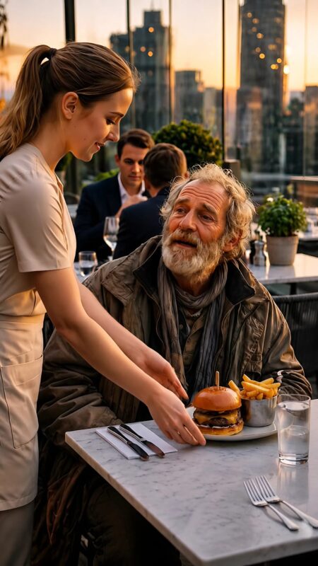 La serveuse, remarquant un homme sans-abri, lui a offert un burger à ses frais, mais seulement quelques secondes plus tard, ce qui s’est produit ensuite a choqué tout le monde