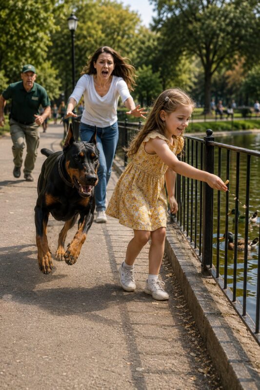 Un énorme Dobermann a plaqué une fillette de six ans contre une clôture métallique… Personne n’était prêt à ce qui s’est passé ensuite