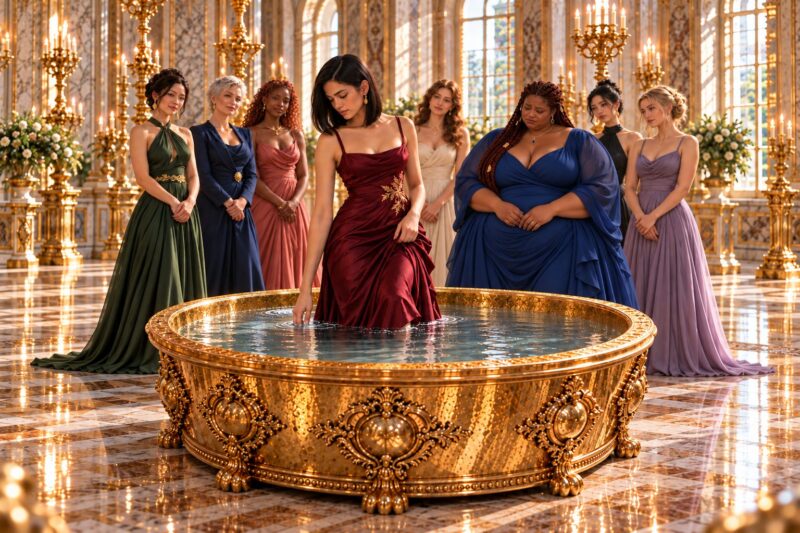 Au palais, on était sûr qu'une nouvelle épreuve se solderait par un échec, jusqu'à ce qu'une jeune fille modeste entre dans le bassin et fige tout le monde : ce qui se produisit plongea chacun dans le choc