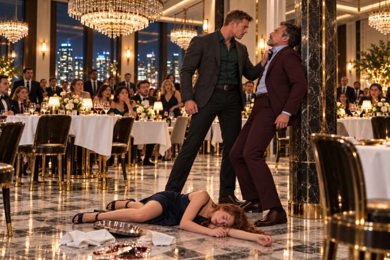 Elle avait fui son mari violent et trouvé un emploi de serveuse dans un restaurant de luxe, espérant enfin commencer une vie tranquille, mais un riche client transforma son service en cauchemar — et l’apparition d’un inconnu en costume coûteux choqua tout le monde